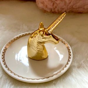 Tiny ceramic unicorn trinket dish